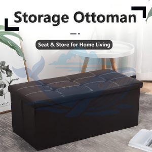Cross Whale Foldable Storage Ottoman Multi-purpose Home Storage Chest Clothes Organizer Stool Foot Rest & Shoe Bench for Household Use儲物式收納凳