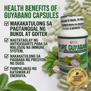 Pure Guyabano 100 Capsule 100% Authentic Control Blood Pressure and Sugar Level Annona Muricata. Health Food Supplement Well Being Heart & Blood Pressure.