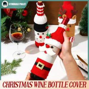 Christmas Wine Bottle Cover Set Santa Snowman Woven Wine Bottle Bags For Christmas Party Dinner Table Decorations New Year Gifts