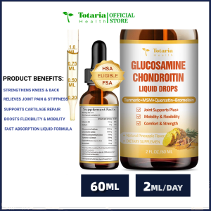 Totaria Glucosamine Chondroitin MSM Liquid Drops - Turmeric Quercetin & Bromelain for Joint Pain Relief - Advanced Joint Health & Cartilage Support - Fast Acting Vegan Formula