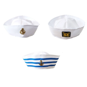 Fashion White Navy Marine Captain Cap Nautical Sailor Hat Cosplay Hat Military Hat for Women Men Valentines Day