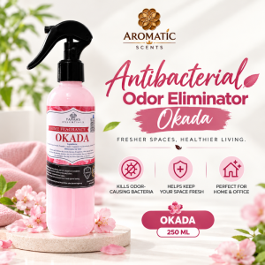 Okada Air Freshener & Fabric Spray | Antibacterial Odor Eliminator for Home Car & Bathroom