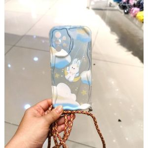 0020 VVV CASE sling Awan RENO 7Z 8Z 7 5 6 8T 4F 5F 10 REALME 10 5PRO C53 C51 C55 C17 7i  C35 OPPO A93 NARZO 10 10A 20A casing lanyard tali selempang gelombang wave gambar motif cute lucu bunny cat fish