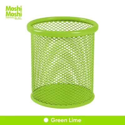 Pen Holder Round Desk Steel Tempat Alat Tulis Meja Kantor Jaring Besi Bulat