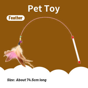 Cat Teaser Toy Pet Cat Puppy Teaser Bell Feather Stick Rod Funny Interactive Toy