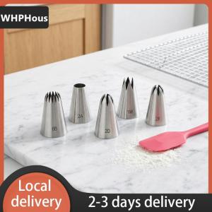 [COD] WHPHous Ship within 24 hours Pastry Chef Favorite Large Piping Tips Set 5Pcs Stainless Steel Nozzles for Cake Fondant Decorating Tools