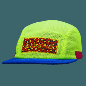 Topi SANGALAKI Leopard Mesh Hat Flepneck Neon Green Blue