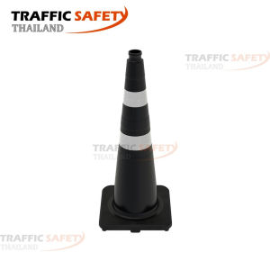 ประสิทธิภาพด้านต้นทุนสูง กรวยจราจรสีดำ แดงสูง 71 ซม. (28 นิ้ว) กรวยฉุกเฉิน PVC Traffic Cone ความยืดหยุ่นสูงและทนทาน