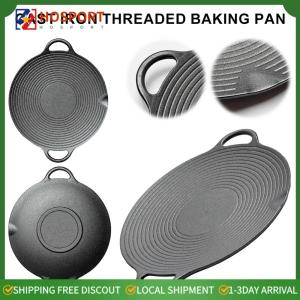 【HOSPORT】 11.8/13.8/14.6 Inch Coating Frying Pan with Handles Iron Round Griddle Non Stick for Indoor Or Outdoor Grilling