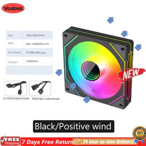[Vodool Flagship Store]12ซม.ARGB 5V 3Pin 4พินPWMพัดลมแชสซีคอมพิวเตอร์Infinity Mirrorพัดลมระบายความร้อนที่เงียบสงบ800-1800 RPMสำหรับCPU Cooler/หม้อน้ำ