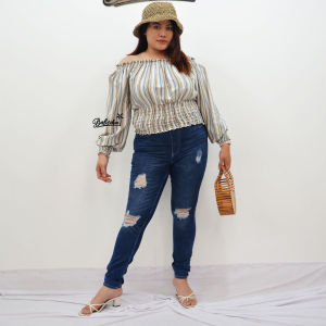 Balicihui Top Friska Top Wanita Atasan Jumbo Plus Size Big Size Atasan Jumbo Wanita Blouse Top Kerut Sabrina