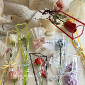 UMI 50pcs/pack Transparent Flower Rose Bouquet Mini Packaging Florist Wrapping Plastic Bag Pembalut Bunga Wrap 情人节单支玫瑰花束包装袋
