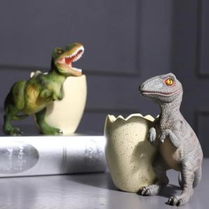KECTTIO Hình Dạng Trứng Hộp đựng bút chì hình trứng khủng long Vật dụng văn phòng phẩm Dung lượng lớn Đồ dùng sắp xếp bàn làm việc hình khủng long Trẻ em trai Nhựa Giá đỡ bút hình khủng long Tyrannosaurus Phụ Kiện Máy Tính Để Bàn