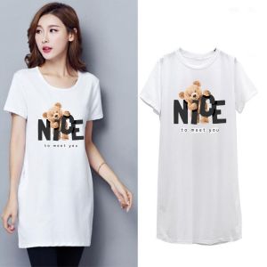 Dress Wanita Kaos Dres Gaya Korea Motif NICE BEAR Bahan Adem dan Lembut Fit To L Ld 80-90 Cm