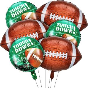 26 & 18 Inch Football Balloons Set Football Party Decorations Sports Foil Rugby Ball Balloons for Birthday Tailgate Game Day Sports Event(6 Pieces)