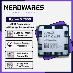 NerdWares Solutions AMD Ryzen 5 7600 7600X 6 Cores 12 Threads with Radeon Vega Graphics Processor Support AM5 CPU Socket