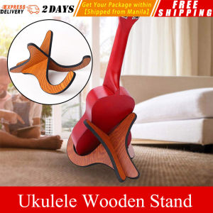 Portable Ukulele Wooden Holder Stand & Collapsible Vertical Guitar Violin Display Stand Rack Accessories