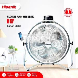 Hisenik Floor Fan Chrome 2in1 HKF 16 18 20 Inch Kipas Angin Industri Lantai Dinding 5 Daun + Remote