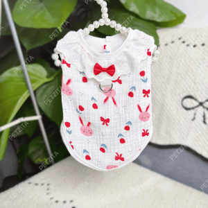 🇹🇭พร้อมส่ง🇹🇭💖🎀 เสื้อแขนกุดสุดน่ารัก แต่งผ้าลูกไม้ที่ปกคอ ผ้าฝ้ายสปันย่นใส่สบาย เสื้อสัตว์เลี้ยง สุนัข หมา แมว