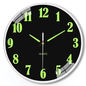 CLOTH Silent Quartz Wall Clock Plastic Round Luminous Wall Clock Wall Decoration Fashion Digital Clock Home