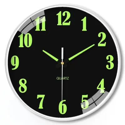 CEMOMEF Silent Quartz Wall Clock Plastic Round Luminous Wall Clock Light Glow In The Dark Fashion Digital Clock Home