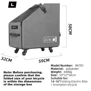 Rhinowalk Folding Bike Storage Box For Brompton 14"-22" Folding Bike Portable Carry Case With Wheels Waterproof Car Trunk Storage Car Folding Storage Dustproof box Bicycle Accessories