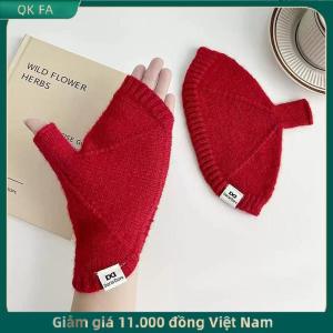 QK FA ✨ Dễ thương vỏ ngón tay dệt kim găng tay ấm áp đa năng mùa đông ấm lạnh ngón tay găng tay