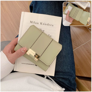 กระเป๋าสตางค์ผู้หญิง กระเป๋าสตางค์สามพับมีหลายช่องใส่บัตร กระเป๋าใส่เหรียญ คลัตช์สามพับ