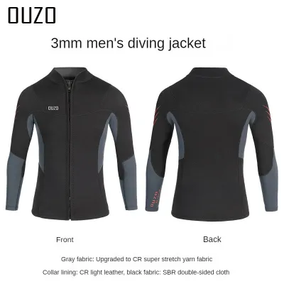 Ouzo 3mm Áo khoác Wetsuit Áo Tắm Đồ bơi lướt sóng lạnh ấm áp của nam giới Tay áo dài áo và quần riêng biệt wetsuit