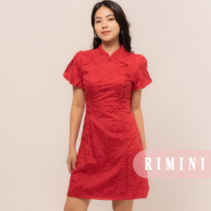 RIMINI - Gaun Wanita Cheongsam Midi Belengan Pendek Size XS-XL - Beiye Dress 5338