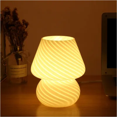 Retro Mushroom Glass DeskLamp Lampu Viral Meja Lampu Tidur LED Lampu Hall Lampu Bilik Tidur Night Light Table Lamp Mushroom Lamp IKEA