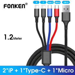 FONKEN Cáp USB Type C 3 Trong 1 4 Trong 1 Cho I-Phone 13 12 11 Pro Max XS Cáp Sạc 3 Trong 1 2 Trong 1 Cáp Micro USB Cho Huawei Samsung Xiaomi