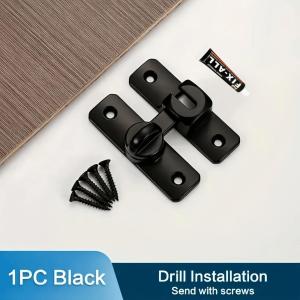 1PCS Aluminum Door Lock-No-Drill Anti-Theft Right Angle Slide Latch 90°/180° Adjustable Sliding Bolt Suitable For Various Scenarios Comes With Screws And Nail-Free Adhesive.