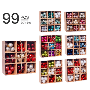 【3cm/99pcs Set】Christmas decorations Christmas ball gift box set Christmas tree pendants