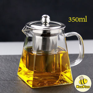MaxPlus 950 ml Heat Resistant Glass Teapot with Stainless Steel Filter For Home Office Tea Set
