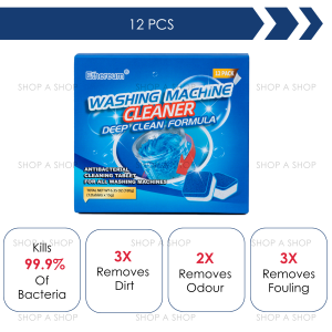 12pcs Washing Machine Cleaner Washing Machine Cleaning Cube Washing Machine Cleaning Tablets Pencuci Mesin Basuh Pembersih Mesin Basuh Sabun Cuci Basuh 洗衣机清洁剂