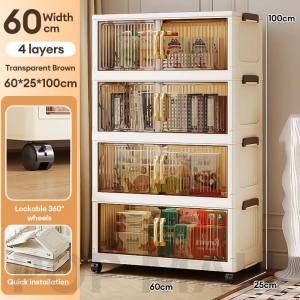 LifeStow 60-80cm(W) 2/3/4/5 Layers Foldable Storage Cabinet DoubleDoors StorageBox Stackable StorageBox