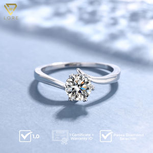 LORE Jewellery - Cincin Moissanite Lapis Emas 18K - Wavy Luxury Moissanite Ring 0.5/1.0 Carat [GRA Certificated and After Sales Warranty]