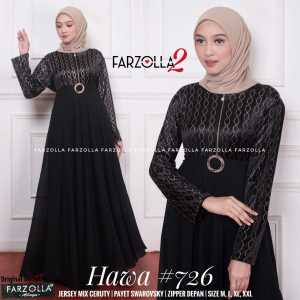 Grosiran - Gamis Abaya Terbaru Hitam Jersey Mix Ceruti Bordir Aplikasi Mote Hawa 726 Busui