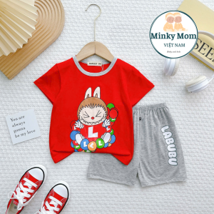 Bộ Quần Áo Trẻ Em Ngắn Tay NATUCO Chất Liệu Thun Lạnh Mềm Mát Hoạ Tiết Labubu Đáng Yêu Cho Bé 8-27Kg TN-002
