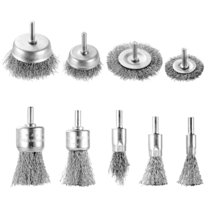 9PCS Carbon Steel Wire Wheel Brushes Set For Drill Grinding Rust Removal Metal Surfaces Cleaning Grinding