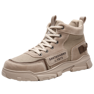 LAMALILI Men High Top Lace Ankle Boots Fashion Martin Boots Mens Casual Canvas Hiking Boot Shoes#8877