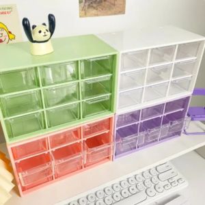 PLLEWY Small Drawer 9 Grid Storage Boxes Wall-mounted Transparent Sundries Storage Box Cute Drawers Boxes Small Drawer Partitioned Desktop