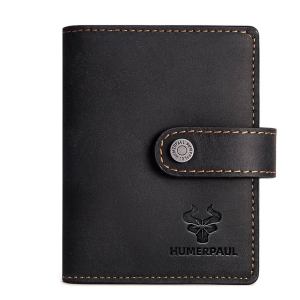 Hummer Paul Crazy Horse Leather Mens Coin Purse RFID Anti-Magnetic Bag Europe and America Cross Border Vintage Zipper Genuine Leather Mens Card Holder