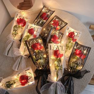 MINIFELE 262 LOVE Rose Packaging Bags Transparent Waterproof Flower Wrapping Paper One Straight Bag Bouquet Plastic Bag