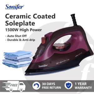 Sonifer Steam Iron Ceramic Coated Soleplate Electric steam Iron 3 Setting Adjustable Flat Iron