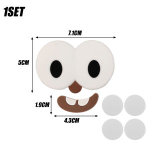 2PCS Cute Big Eyes Smiling Face 3D Sticker for Electric Vehicle Funny Car Expression DIY Waterproof PVC Decal Motorcycle Helmet Decoration