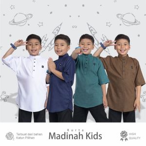 Baju Koko kurta Anak Laki laki | Baju Muslim Anak Laki-Laki | Koko Kurta Anak Bahan Cotton Madinah | Koko Kurta anak Lengan Pendek Saifuddin