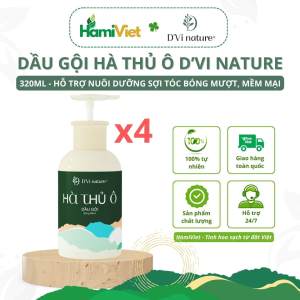 Combo 4 chai dầu gội hà thủ ô DVi nature giúp tóc đàn hồi và nuôi dưỡng sợi tóc bóng mượt mềm mại