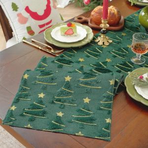 FFBH Christmas Table Flag Plush Embroidery Bed Tail Flag Christmas Decoration Cover Dining Table Cloth Festive Atmosphere R6P8Q